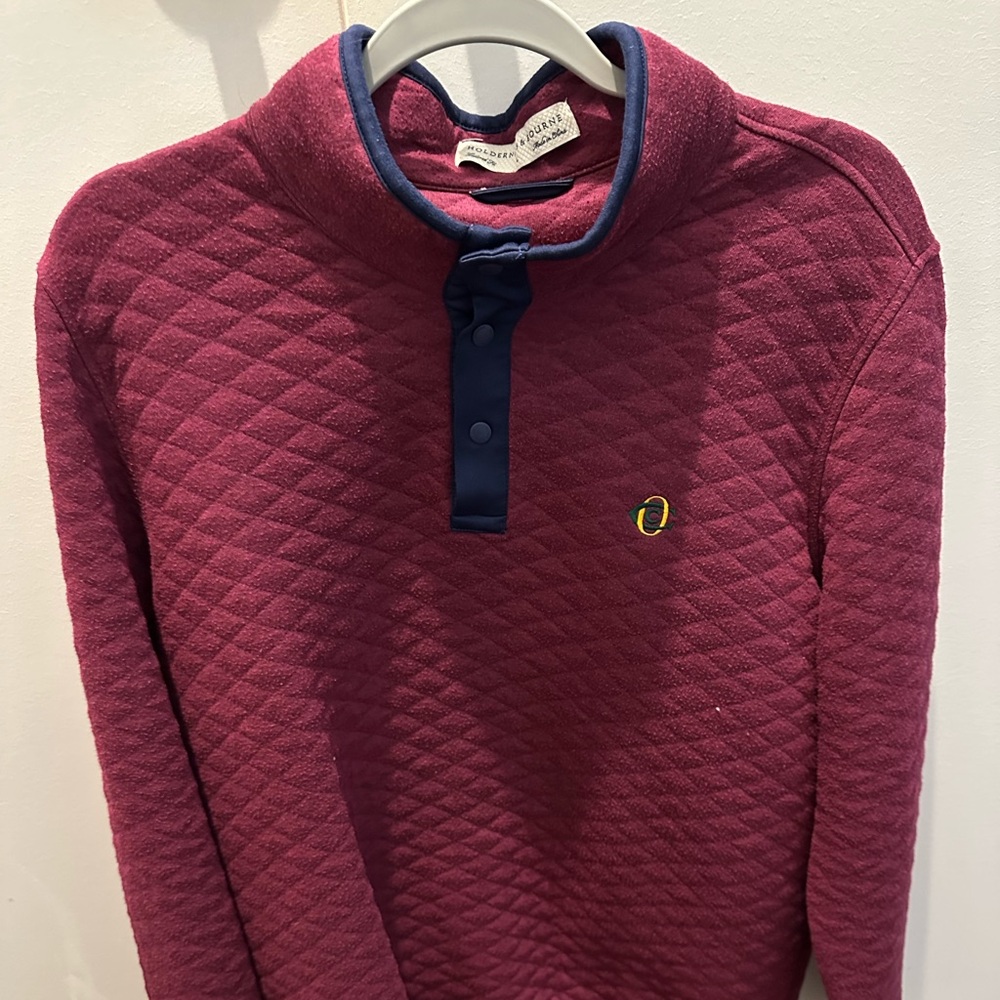 Quilted Burgundy Zip-Up Sweater